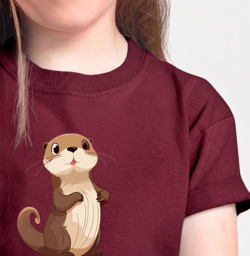 Camiseta Infantil Lontrinha Fofa . Coleção Kids. Meninos e Meninas. Algodão Premium