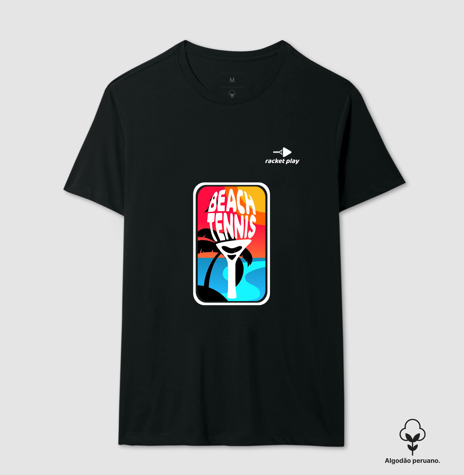 Camiseta Algodão Peruano Beach Tennis - Raquete Sunset