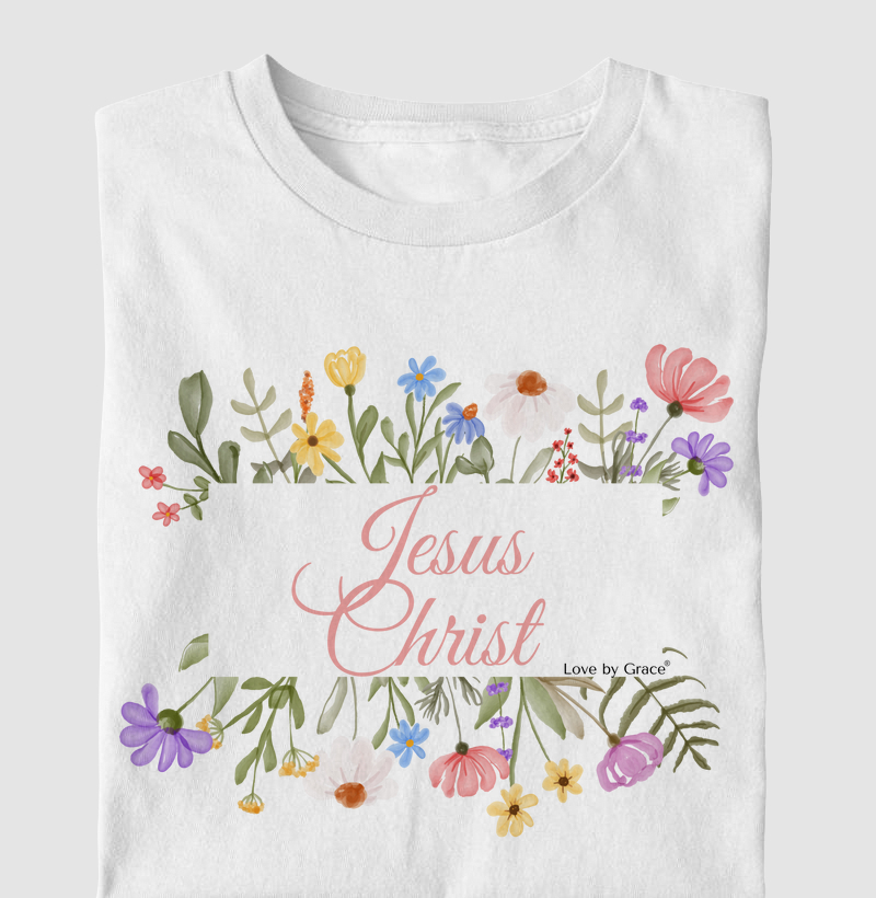 Camiseta Jesus entre flores 