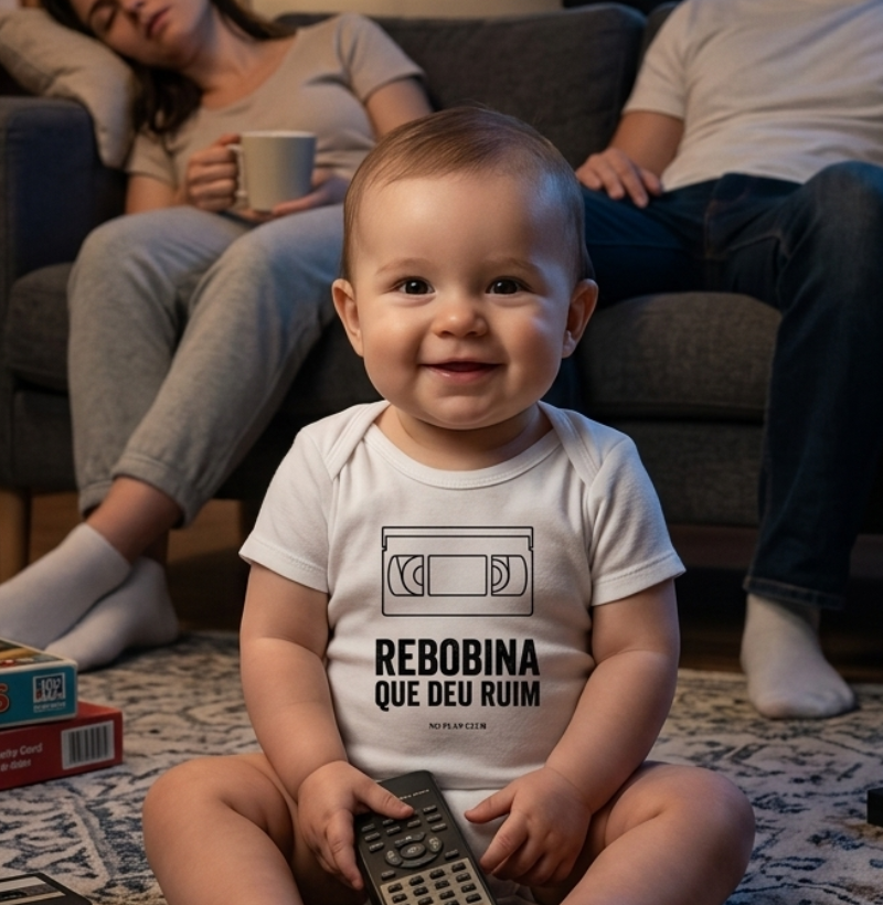 Body Bebê Rebobina Que Deu Ruim | 100% Algodão | No Plan Club