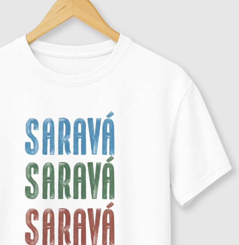 Camiseta Branca Unissex Saravá Brasilidades 100% Algodão