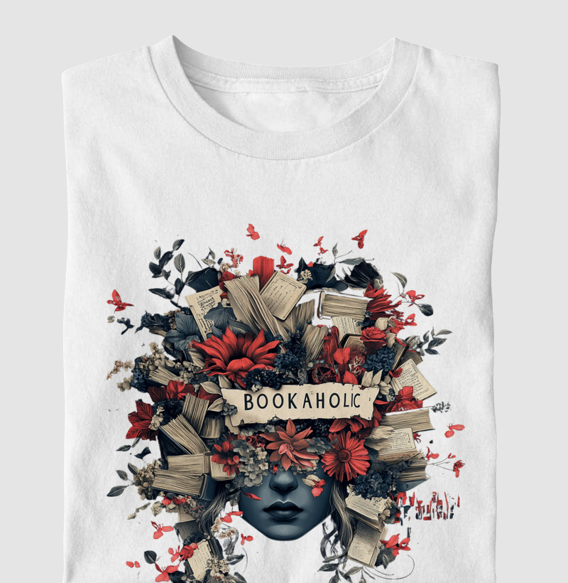 BOOKAHOLIC – CAMISETA MULHER FLORAL