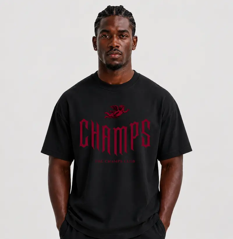 Camiseta Oversized Preta Champs Heritage