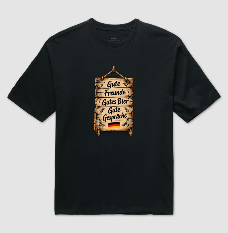 Gute Freunde, gutes Bier, gute Gespräche - Camiseta Oversized