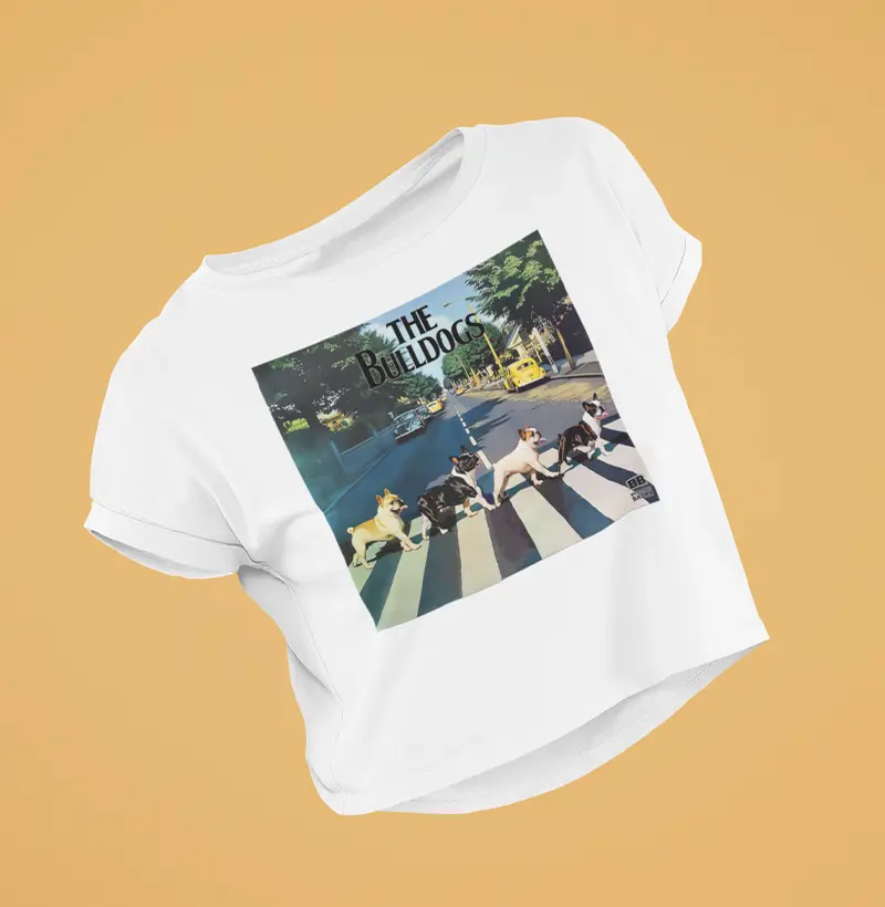 Camiseta Cropped Bulldog Frances "AUbbey Road"