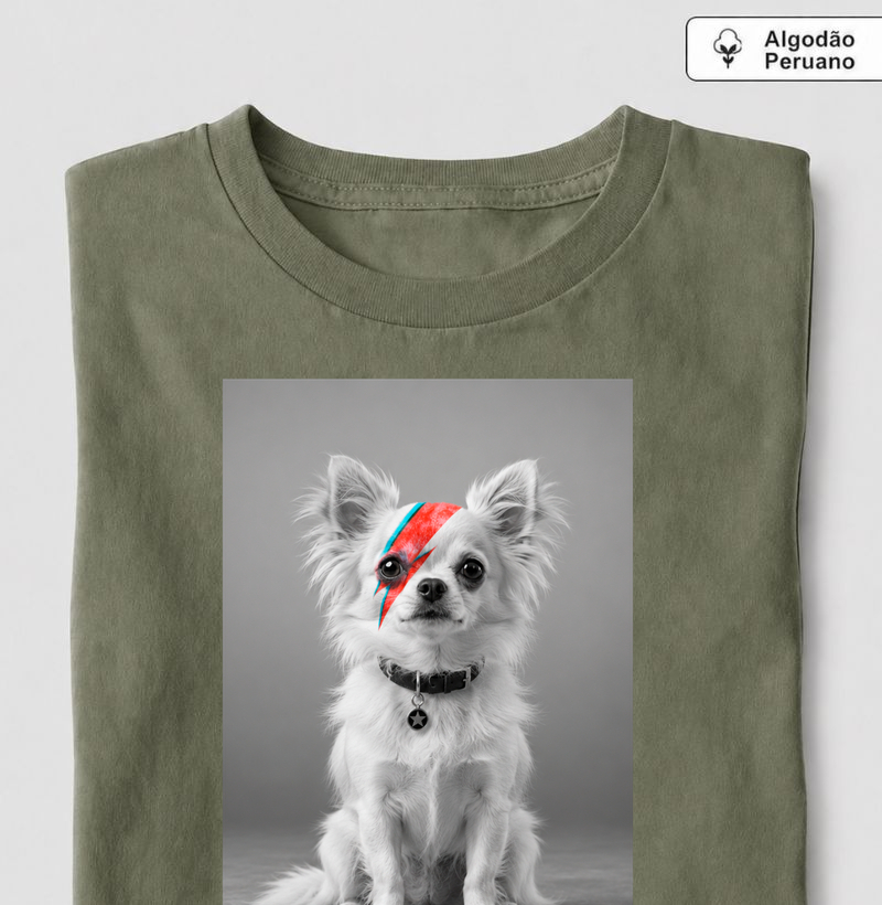 Glam Rock Chihuahua ⚡ - Camiseta Algodão Peruano