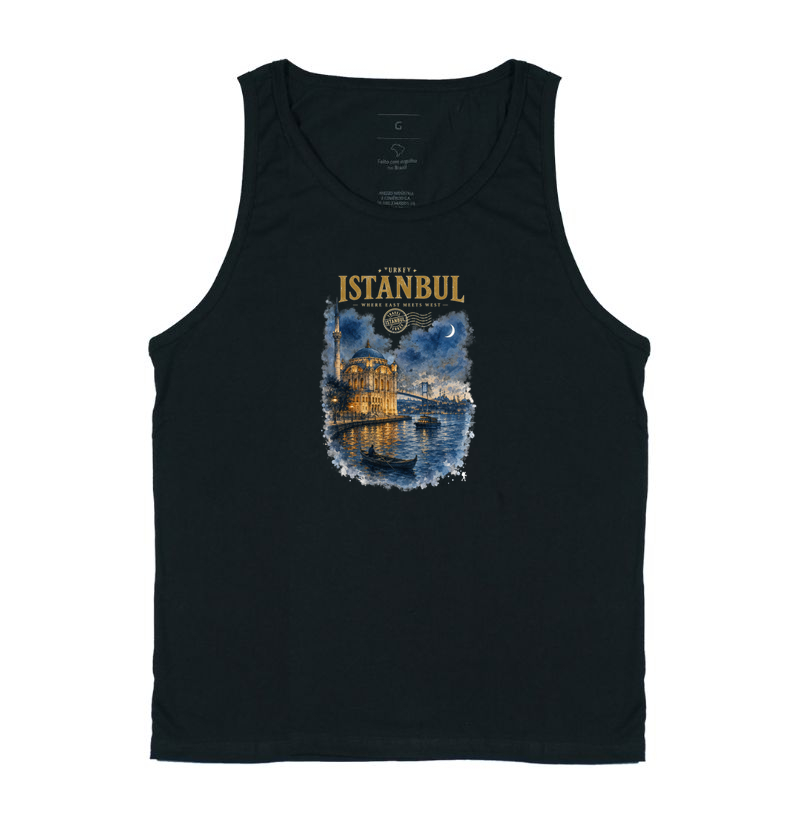 Camiseta Istanbul Turkey Where East Meets West | Aquarela Mesquita Bósforo | Colecao Fashion Travel