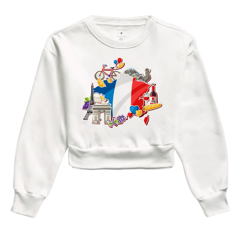 Camiseta Viagem - Mapa França e Monumentos Paris