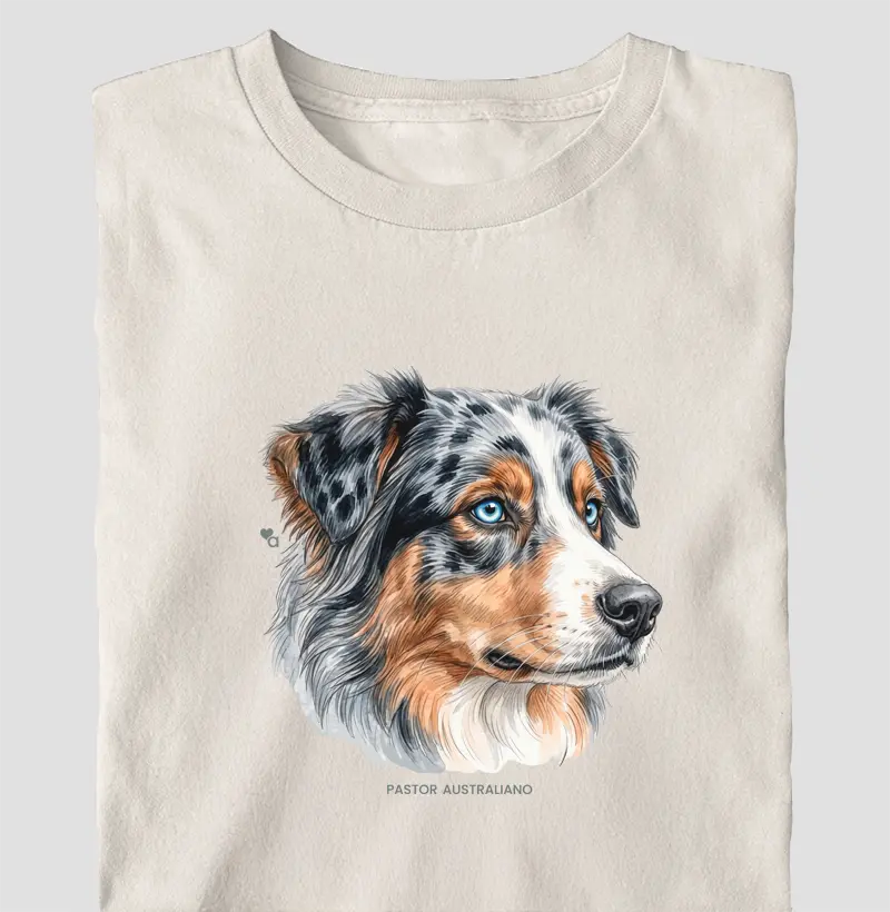 Cães - Pastor Australiano (Blue Merle) - Oversized - Camiseta Oversized