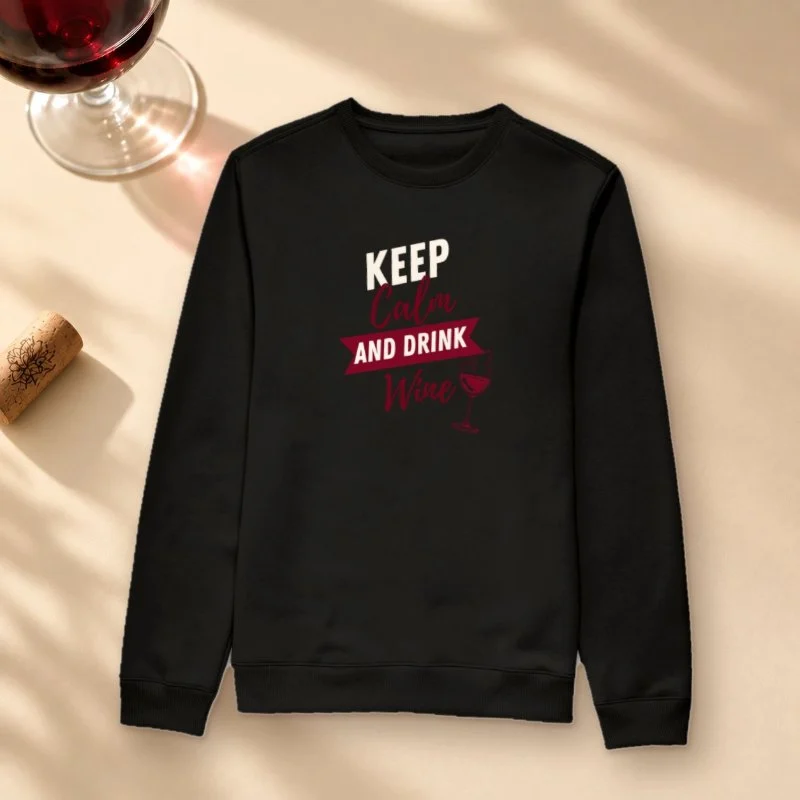 Camiseta Keep Calm and Drink Wine - Suéter Moletom