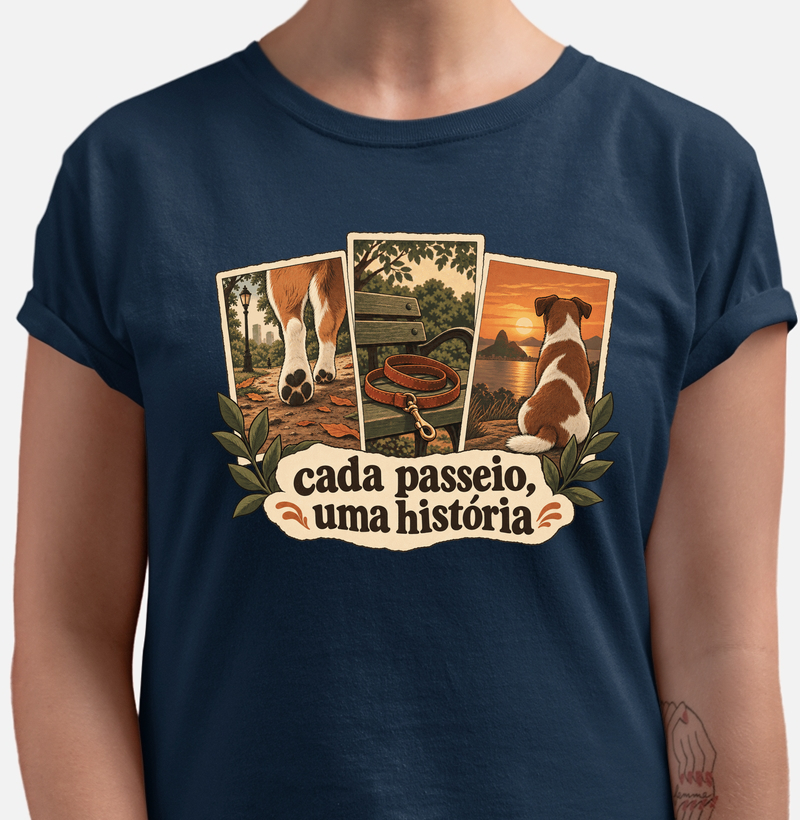 Camiseta Cachorro Memórias "cada passeio, uma história" | Pelo & Pano