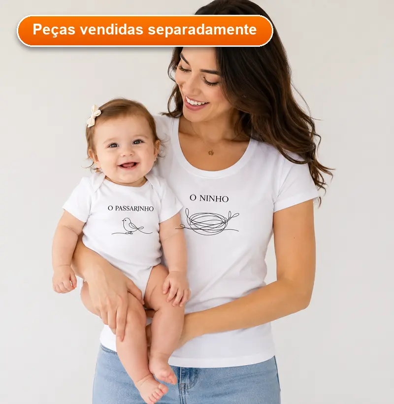 O ninho - Blusa Feminina Estampada -  Mãe e Filho(a)
