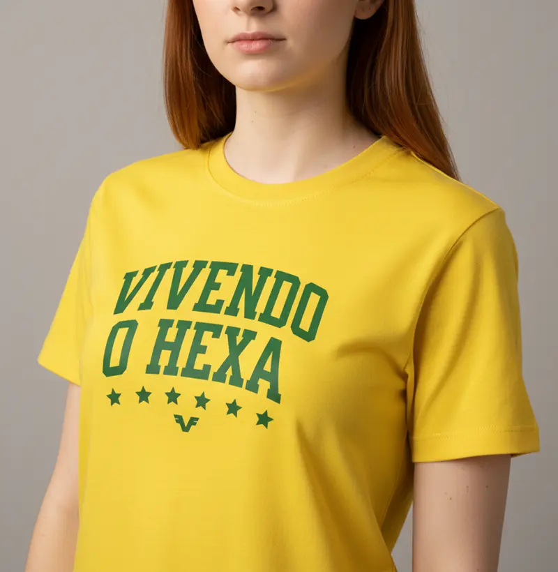 Camiseta Unissex Vivendo o Hexa - Copa do Mundo