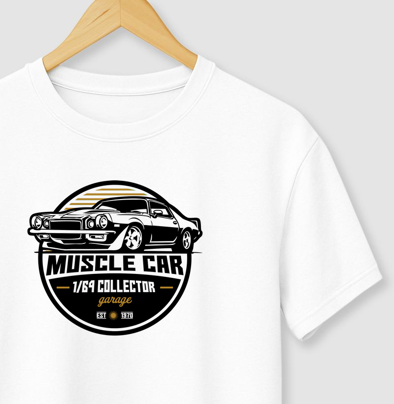 Camiseta colecionador miniatura muscle car 1/64