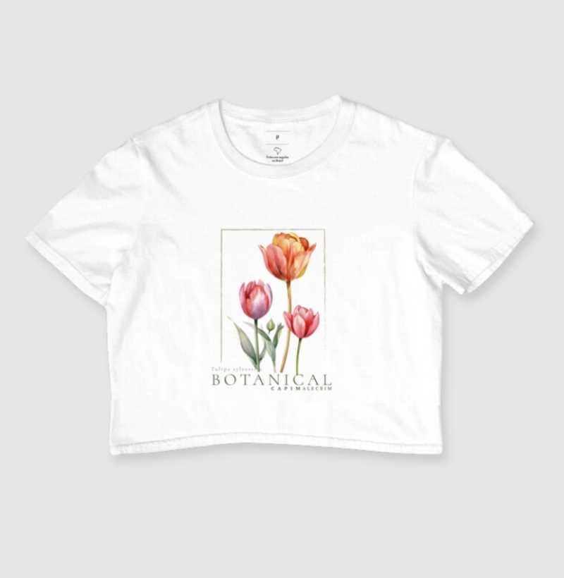 T-shirt Cropped Botanical Tulipas