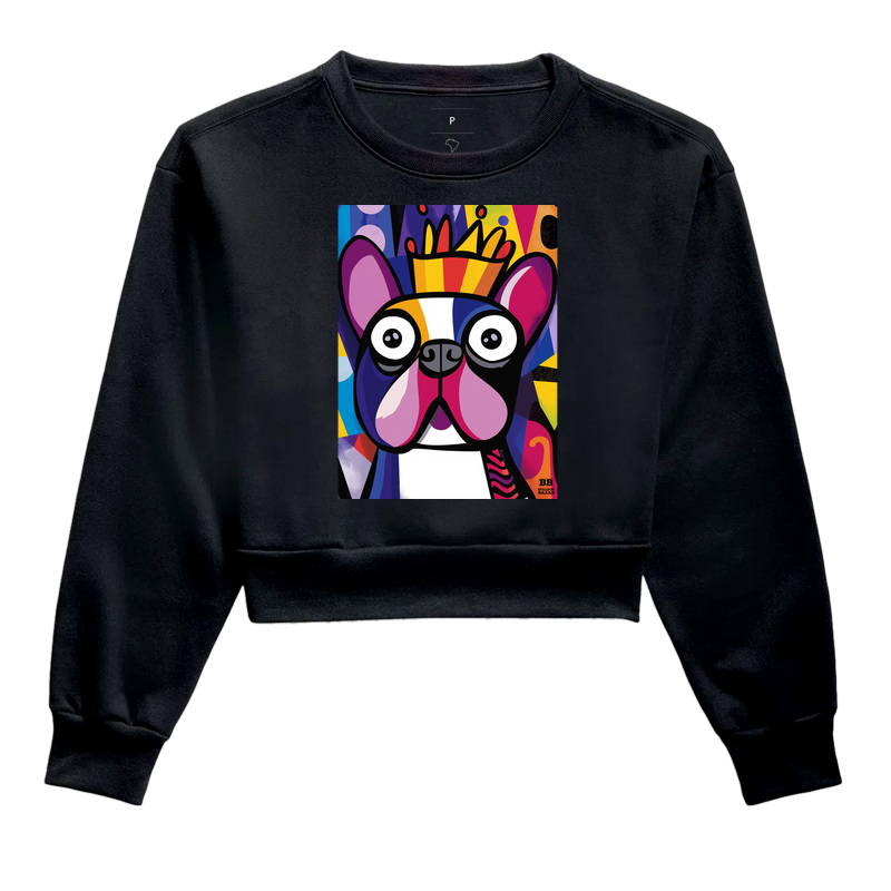 Moletom Cropped Bulldog Frances "Realeza"