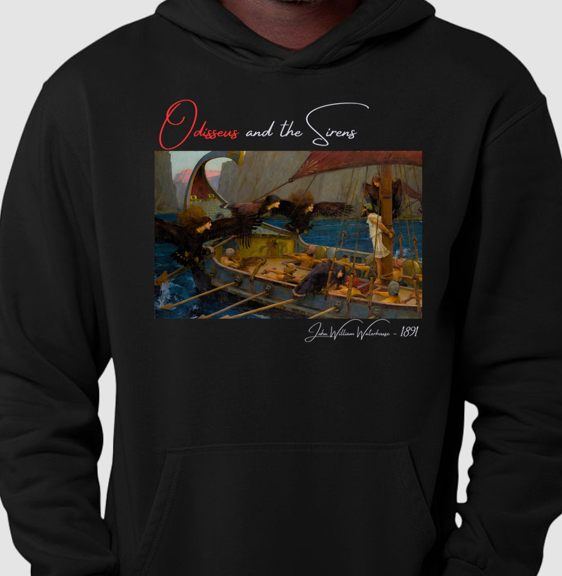 Odisseu e as Sereias — Waterhouse, 1891 - Hoodie Moletom