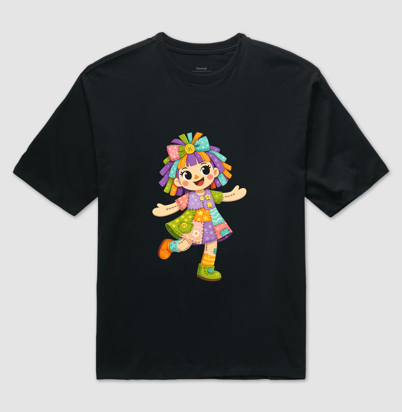 Práxis Camiseta Oversized Boneca de Pano - Azul