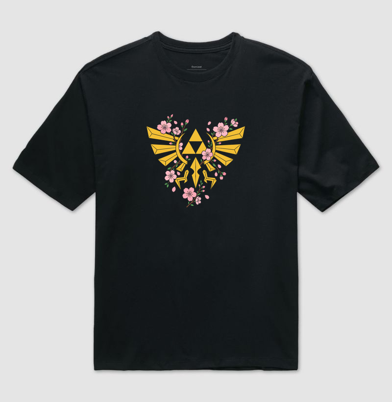 Triforce de Sakura – Brasão Florido - Camiseta Oversized