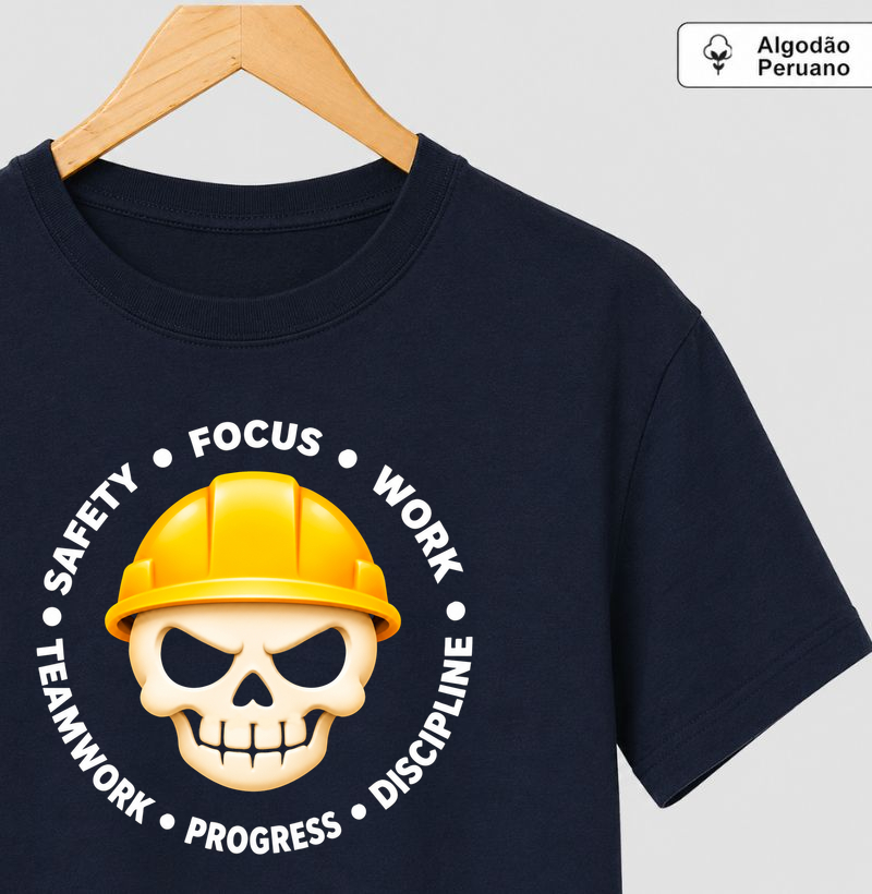 Emoji Caveira Focada - Camiseta Algodão Peruano