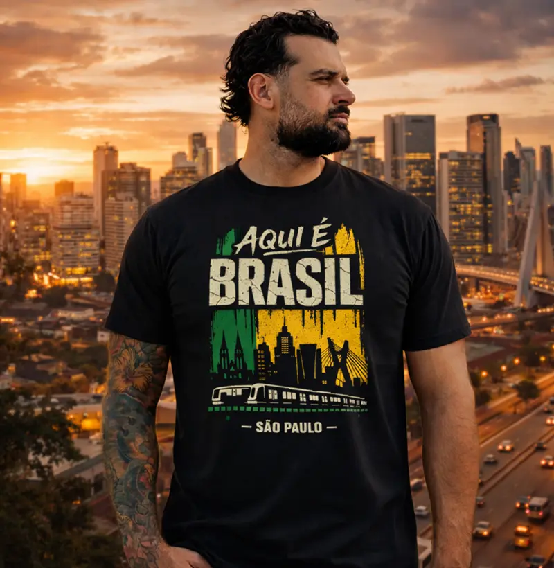 Camiseta Filhos da Patria Aqui e Brasil Sao Paulo