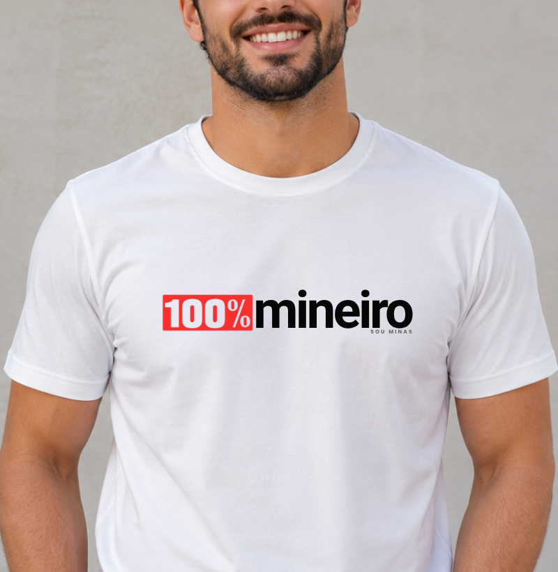 Camiseta 100% Mineiro | Minimalista Moderna | Orgulho das Gerais
