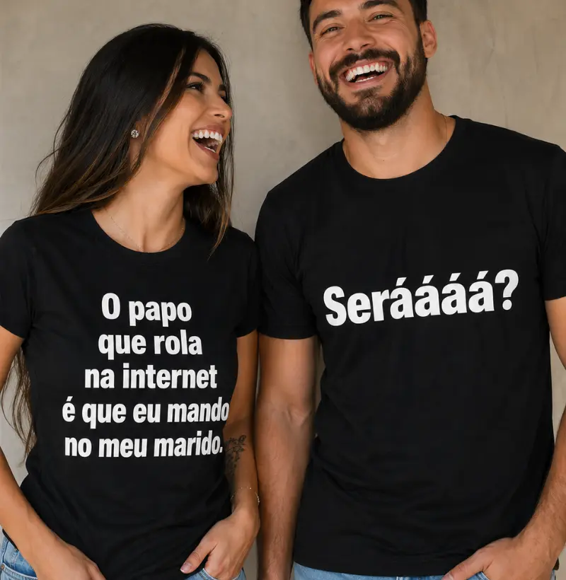 Camiseta “O Papo Que Rola na Internet é Que Eu Mando no Meu Marido” #267 😂🔥