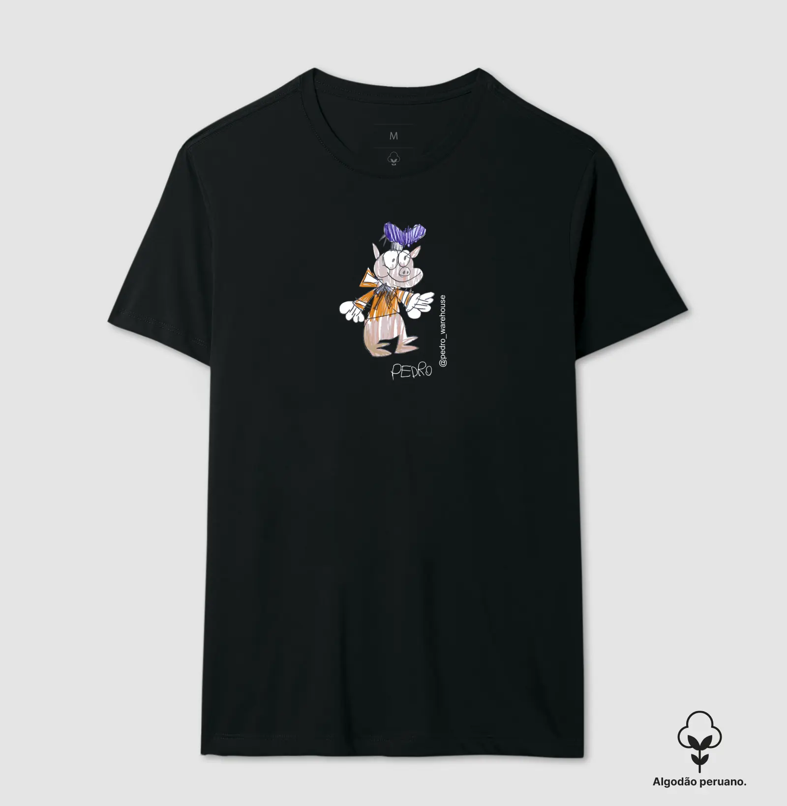 CAMISETA PREMIUM ALGODÃO PERUANO - PORCO MADEIRINHA