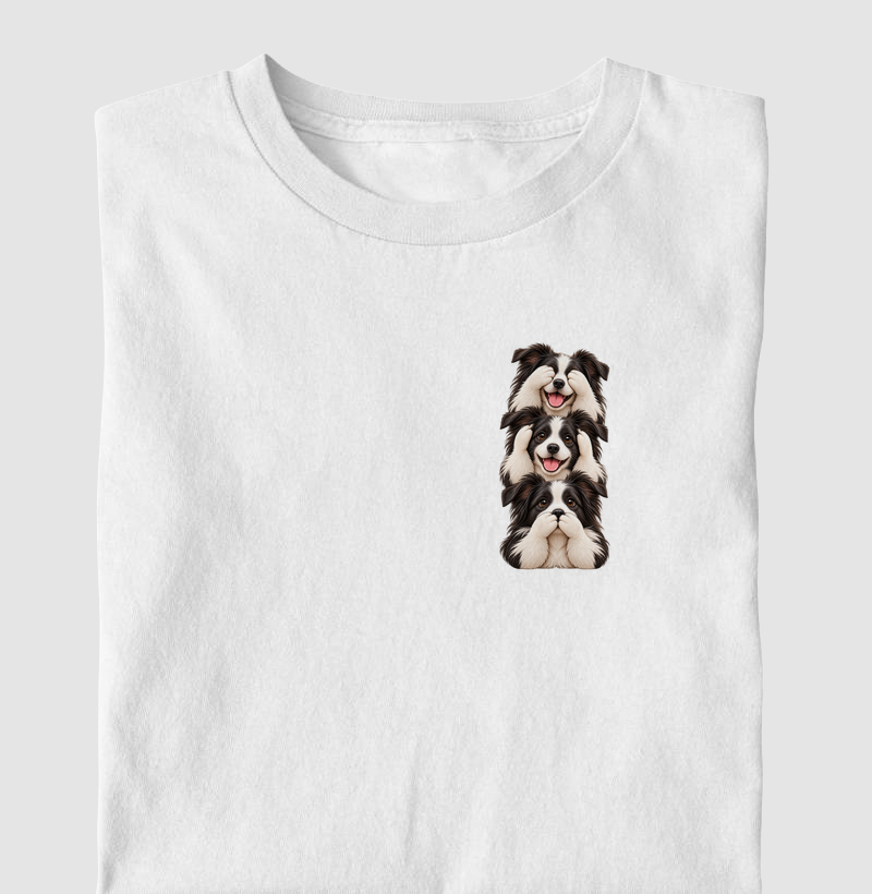 Ver, ouvir e falar versão Border Collie (minimal) - Camiseta Infantil