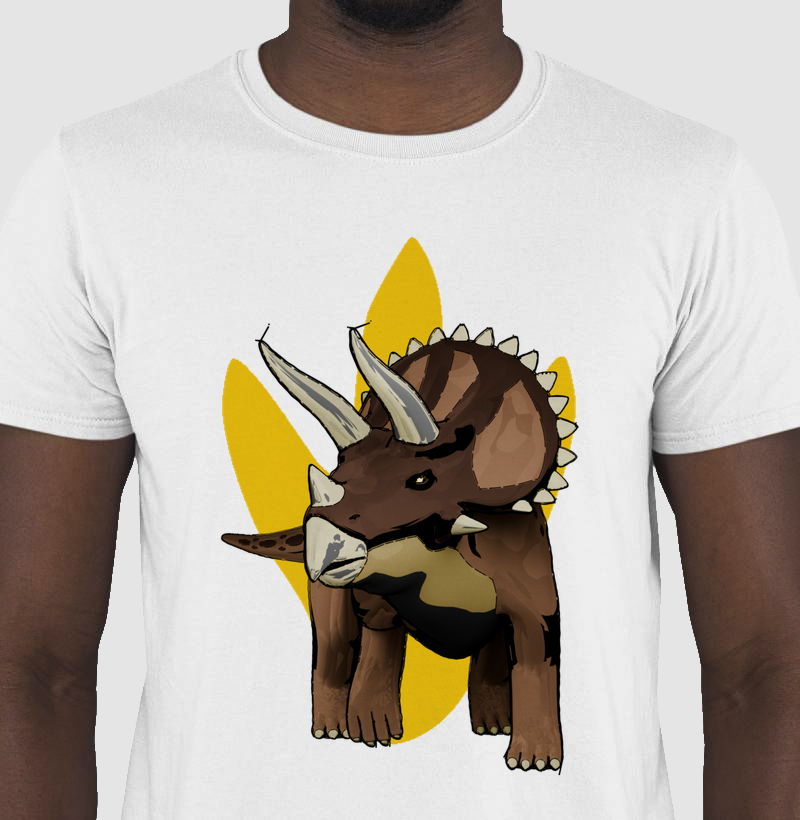 Camiseta Dinossauro Triceratops Algodão Premium Dinoloco
