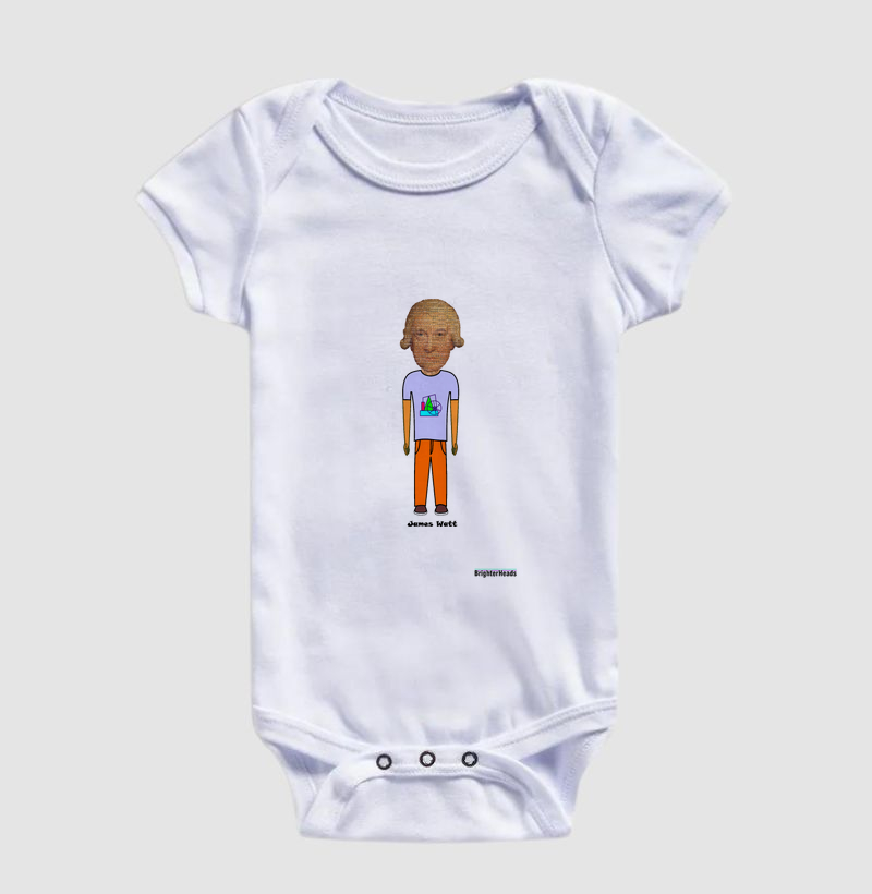Body Bebê Algodão Premium Estampa: BrighterHeads - James Watt #R1454