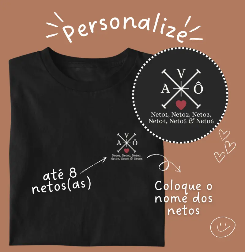 Avô Vintage Minimalista - X Netos ***ENVIE OS NOMES POR WHATS E RECEBA O LINK PARA FINALIZAR A COMPRA***