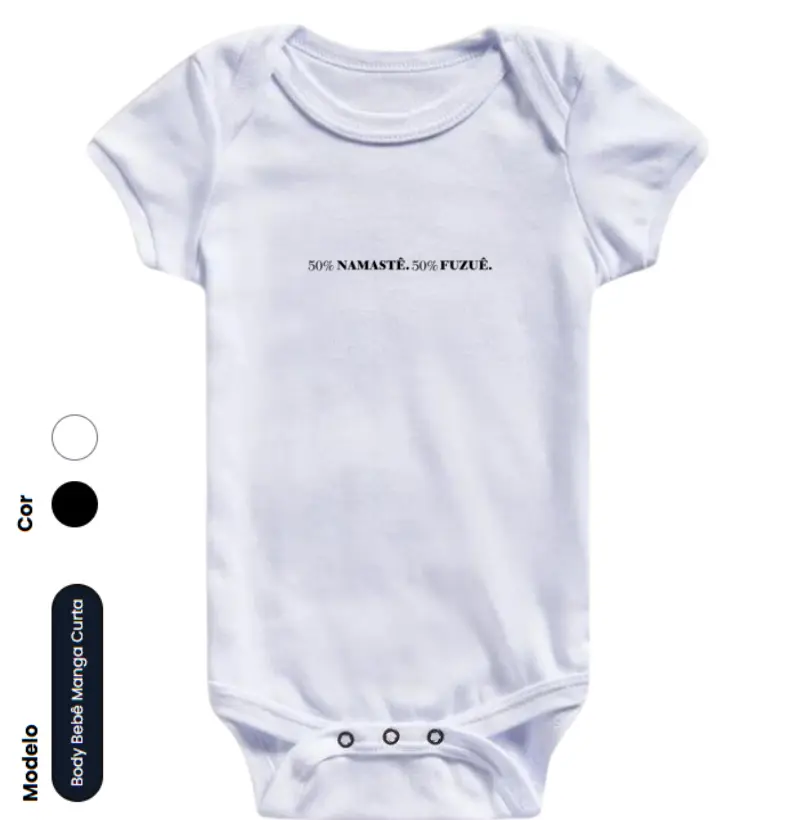 50% NAMASTÊ. 50% FUZUÊ Camiseta Mini