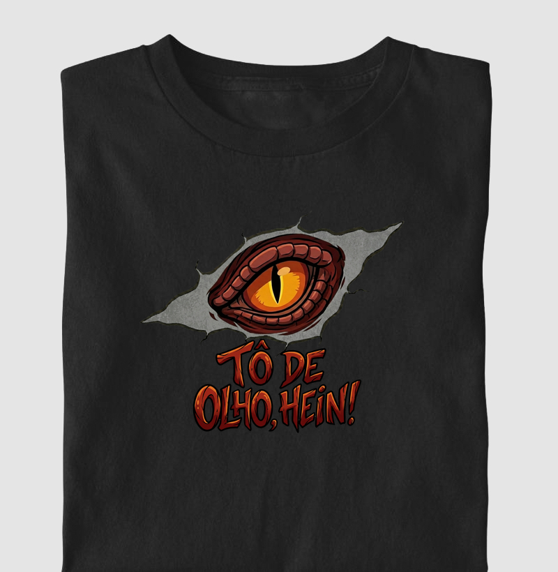 Camiseta Dinossauro Tô De Olho Cinza Algodão Premium Dinoloco