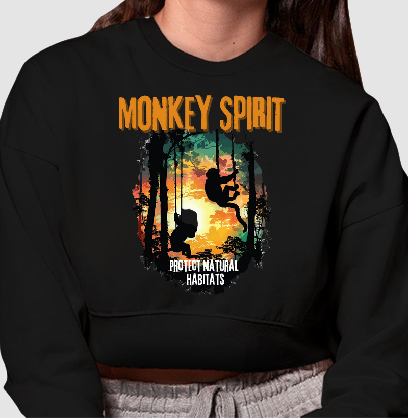 Moletom Cropped Monkey Spirit - Protect Natural Habitat