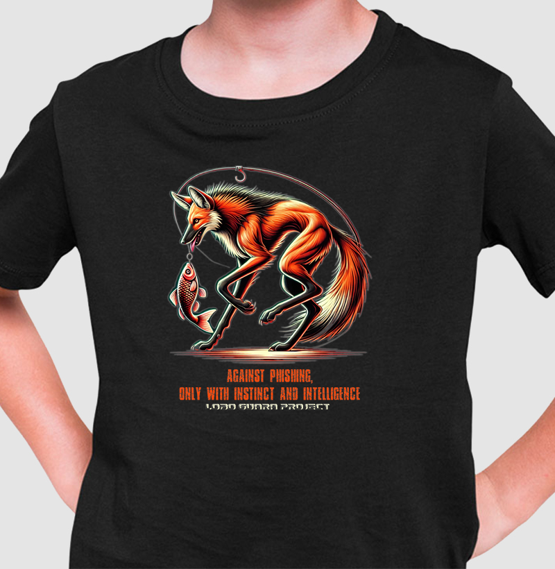 Camiseta Infantil - Lobo Guará Project: Against phishing, only with instinct and intelligence