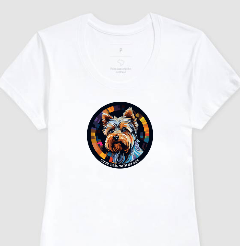 Camiseta Feminina Baby Look Good Vibes With my Dog