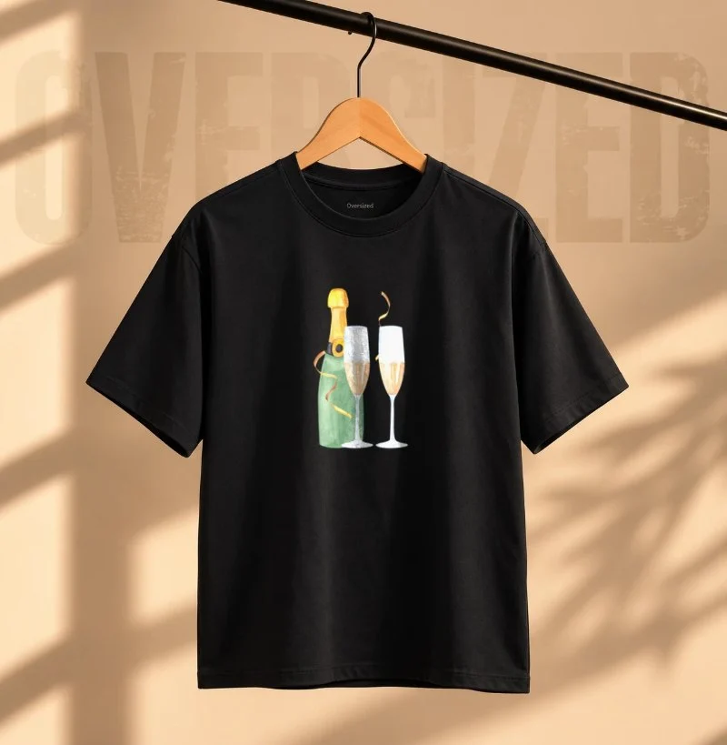 Camiseta Celebrando com Espumante - Camiseta Oversized