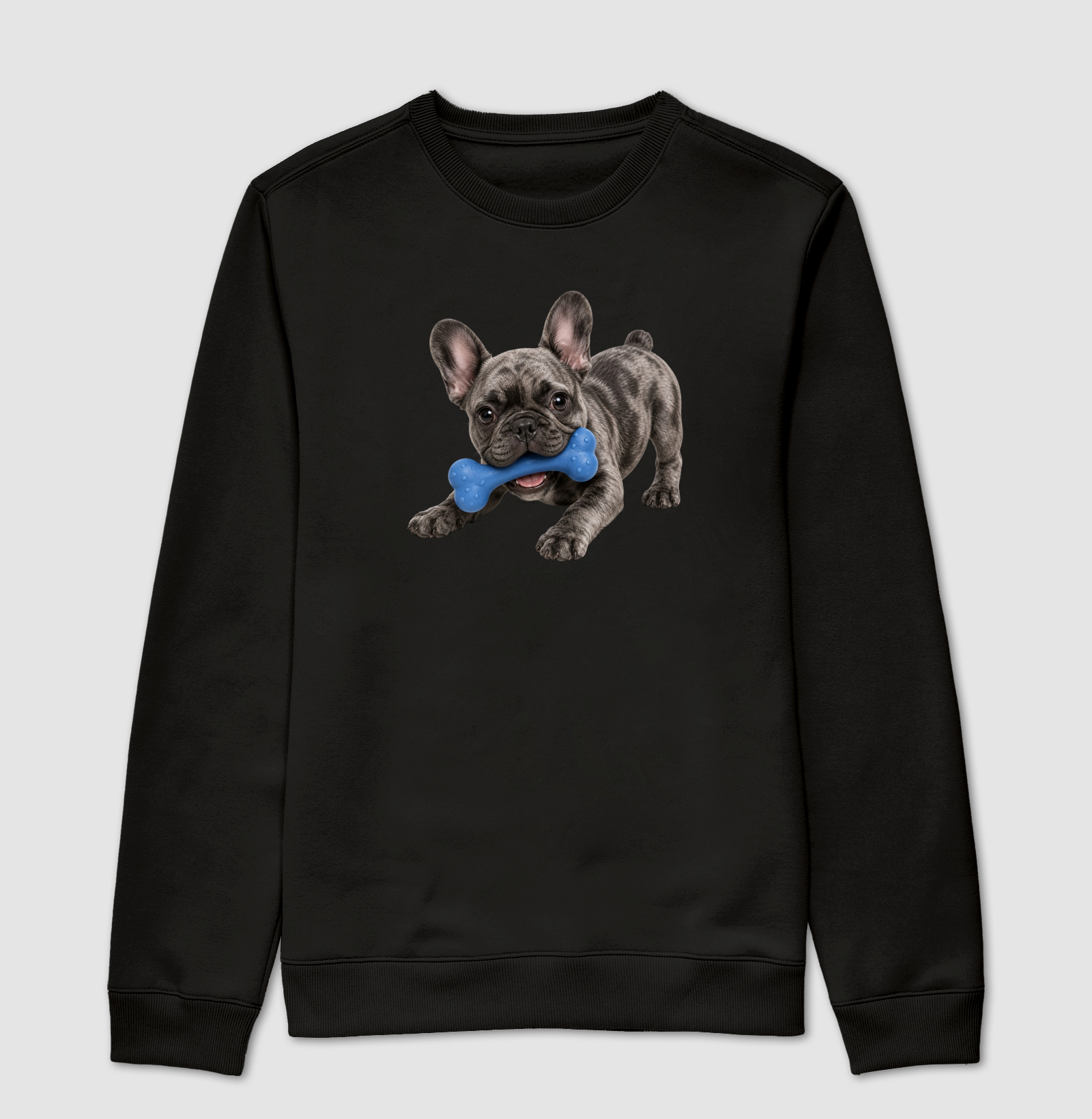 Bulldog (Buldogue) Francês Cinza - Desenho Animado - Suéter Moletom