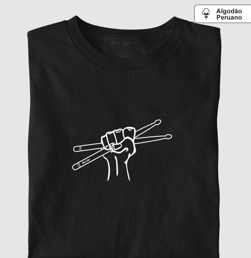 MÃO BAQUETAS  - Camiseta Algodão Peruano