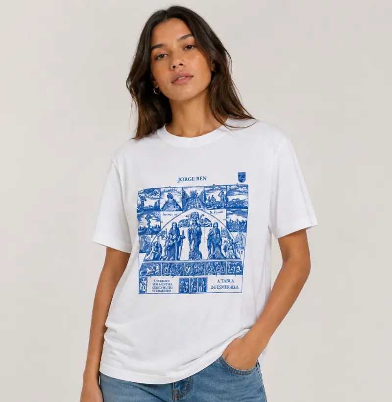 Camiseta Unissex de Algodão Jorge Ben Estampa Azul – A Tábua de Esmeralda