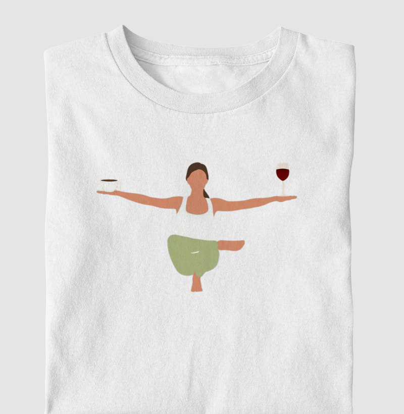 Camiseta Yoga x Café e Vinho