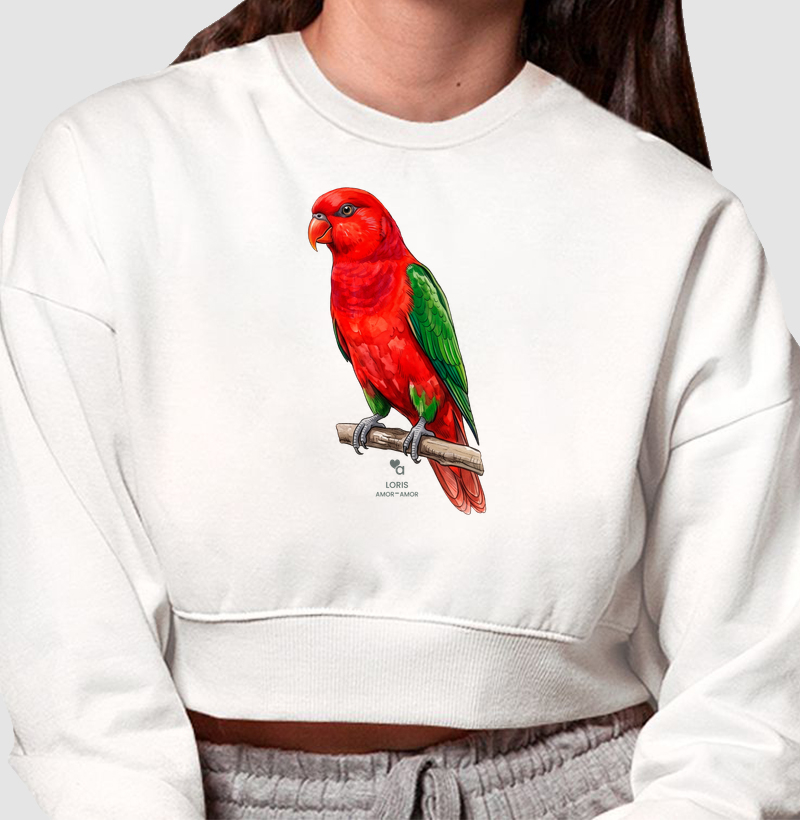 Aves - Lóris Amor-Amor - Moletom Cropped
