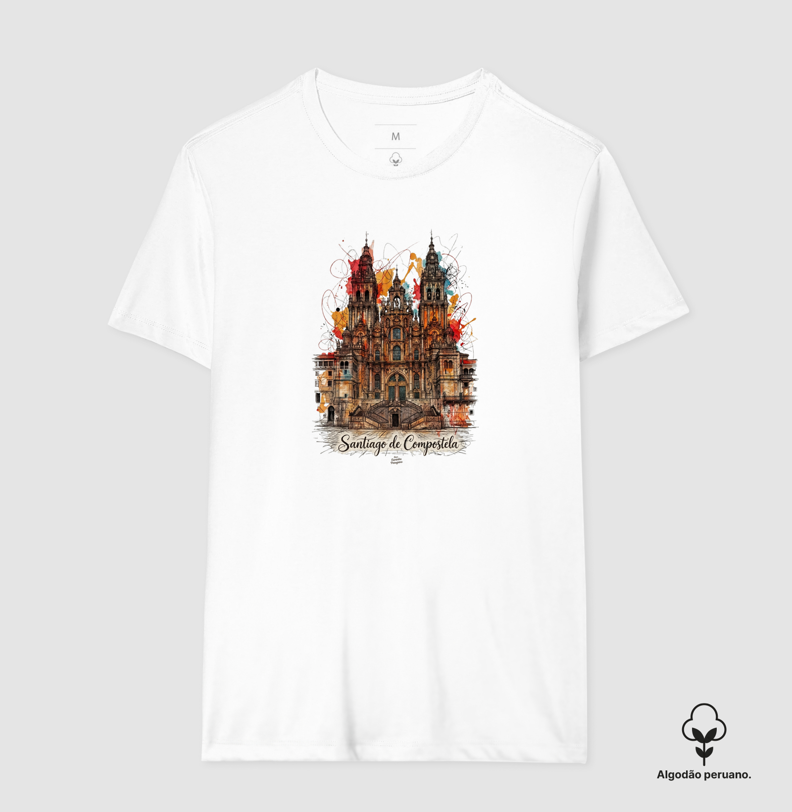 Camiseta Santiago de Compostela | Catedral - Camiseta Algodão Peruano