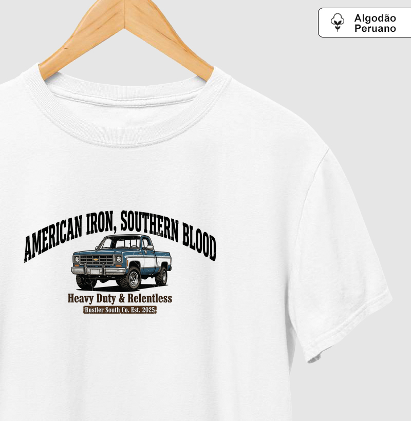 Camiseta Country Masculina American Iron Southern Blood Rustler South Co