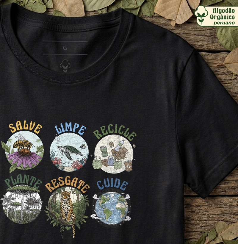 Salve, limpe, recicle, plante, resgate e cuide