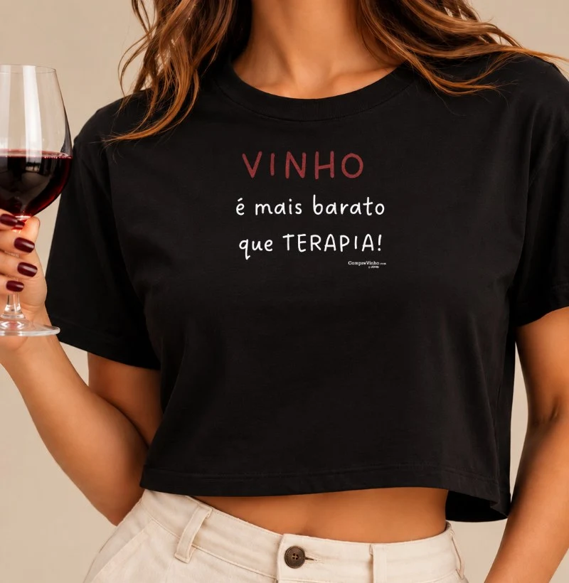 Camiseta Cropped Vinho é mais barato que terapia!