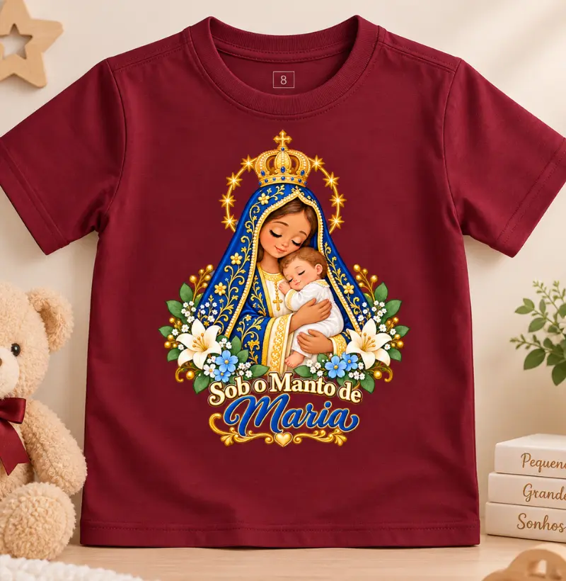 Nossa Senhora Aparecida — Sob o Manto de Maria - Camiseta Infantil