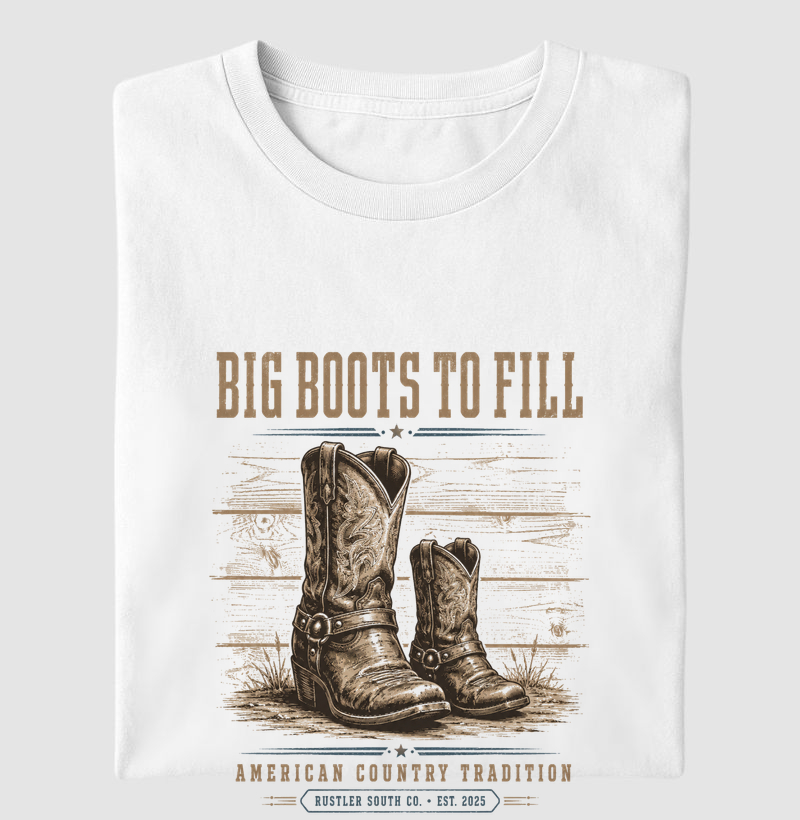 Camiseta Country Masculina Big Boots To Fill American Country Tradition Rustler South Co.
