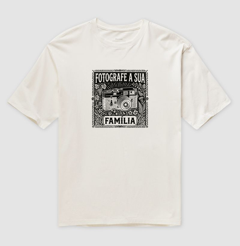 Camiseta oversized Fotografe a sua família - Algodão Premium - ilustração preta